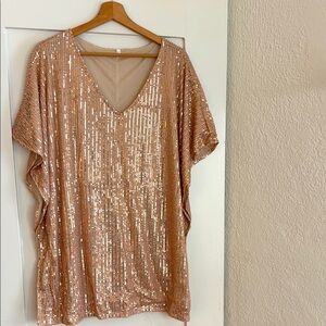 Sequin V-Neck Tunic Top